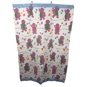 Vintage Barney the Dinosaur I Love You Song Fleece Blanket‎ Satin Trim USA Made